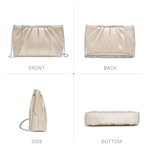 Dasein Elegant Pleated Evening Clutch Bags For Women Formal Handbags Purses For Wedding Party Prom With Sparkly Rhinestones thumb #2