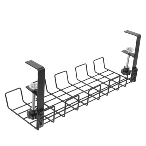 Kisangel 机下配線ラック 頑丈な炭素鋼製 ケーブル収納トレー 大容量 電源タップ対応 デスク下配線整理ラック