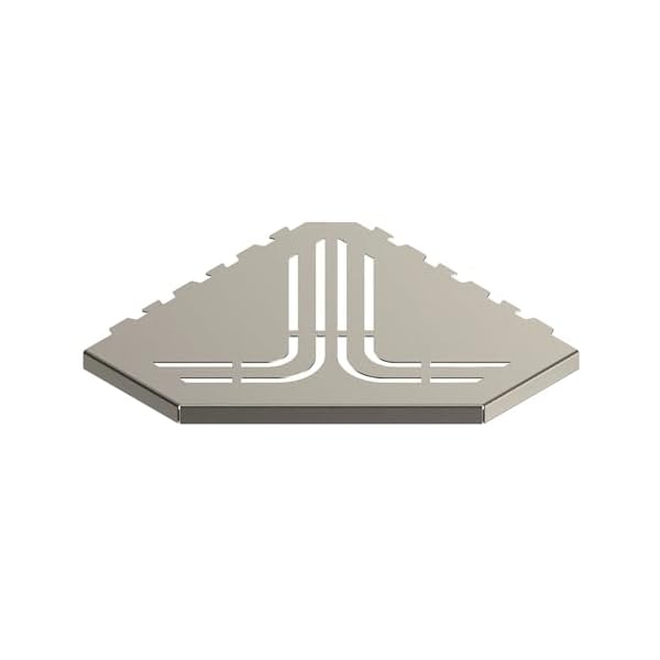 GURU USA Evolux Stainless Steel Corner Shower Shelf for Inside Shower, Bathroom Organizer Wall Shelves, Heavy Duty Shower Caddy for Tiled Walls, Beat Trapezoid, Nickel