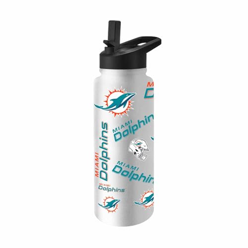 Miami Dolphins NFL 34oz Quencher Insulated Water Bottle Straw Lid