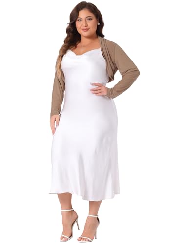 Image of Agnes Orinda Plus Size Mesh Crop Cardigans for Women Long Sleeve Open Front See Through Sheer Bolero Shrug Top
