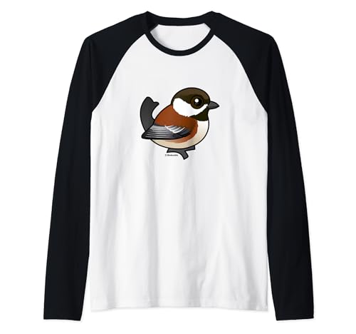 Cute Cartoon Chestnut-backed Chickadee Birdorable Bird Raglan Baseball Tee