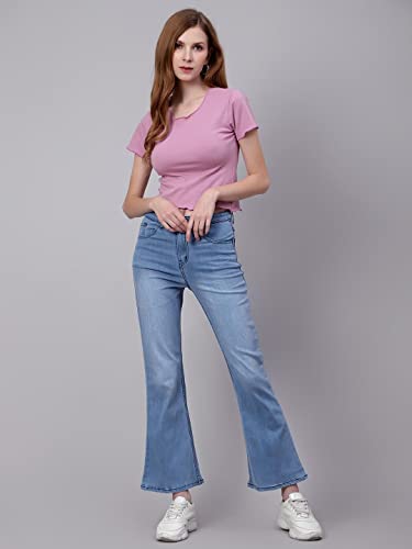 Image of KOTTY Flare Bottom Jeans for Women - Stylish Slim Fit with Bell Shape Leg