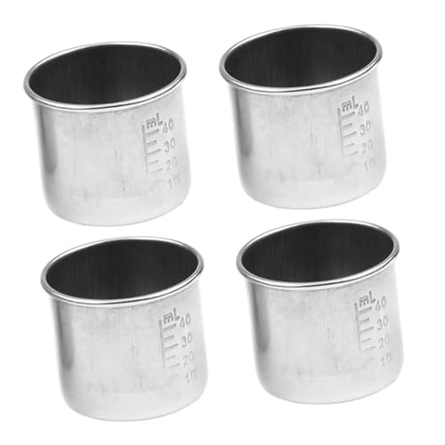 VICASKY Misurino Liquido in Acciaio Inox 304 da 40 Ml, Bicchiere Multiuso per Medicinali Tazze Dosatrici Portatili, Set da 4 Pezzi per Uso Domestico e Laboratorio