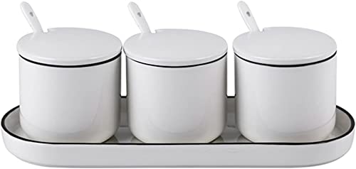 TBLOTYD Spice jar Spice jar 3pcs Seasoning Jar Nordic Ceramic Condiment Jar Set Salt MSG Seasoning Box with Lid Kitchen Household Spice Jars Storage Tank