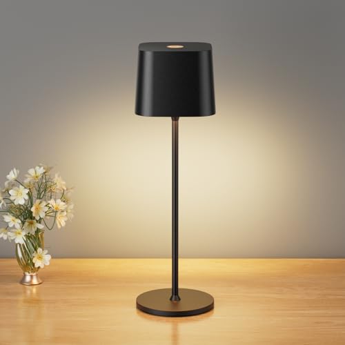 brightower Tischlampe Kabellose, Wiederaufladbar 3 Farben(3000-6000K) LED Tischleuchte,Dimmbare Akku Tischlampe Für Innen und Aussen mit USB-C,IP54...
