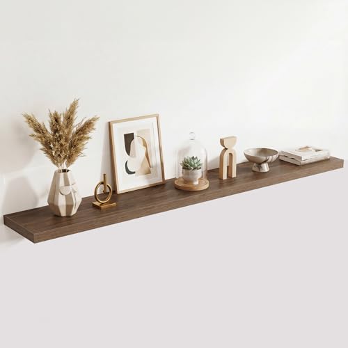 Image of Acovy 10 inch Extra Deep Floating Shelves for Wall, 72 inch Long Wood Wall Shelves Set of 1 for Bathroom Bedroom Kitchen Living Room Laundry Room, Modern Floating Shelf for Home Decor