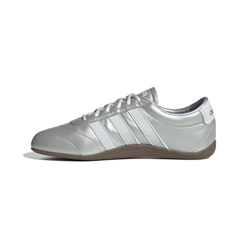 Adidas Womens Grand Court Low Top Silver Metallic/Crystal White/Gum 11