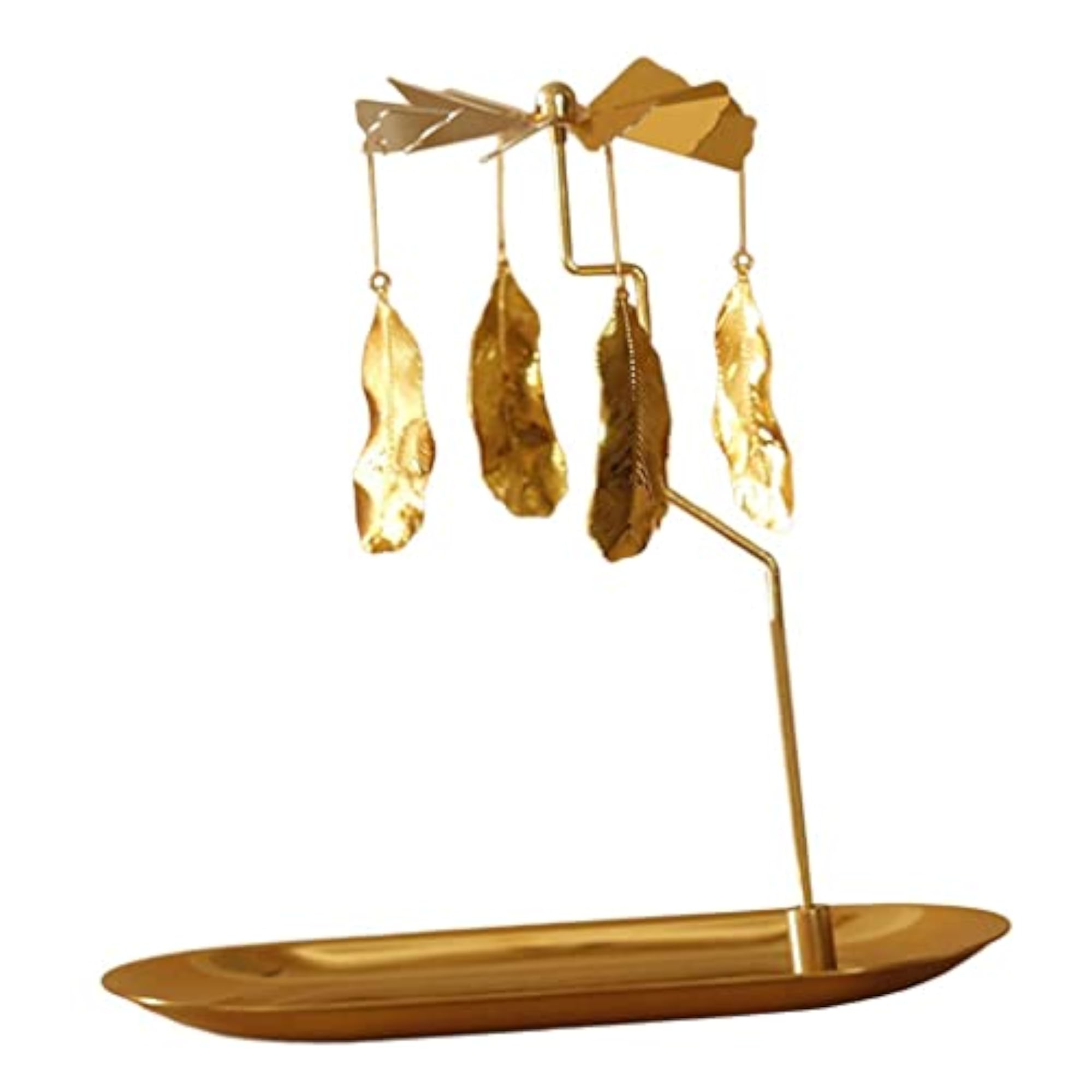 Rotating Spinning Tea Light Holder Stand Feather