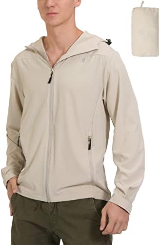 Little Donkey Andy Men's UPF 50+ Sun Protection Stretch Breathable Jackets Hoodie Hiking Summer Shirts Wood Ash S