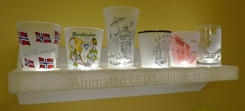 Image of Lighted LED Shot Glass Shelf (Raised Lettering)