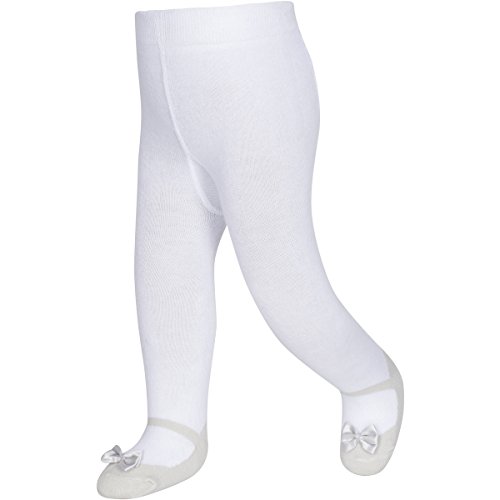 Baby Infant Toddler Shoe Look Tights - Mary Jane - Anti Slip Soles - Soft Cotton Knit (6-12 Months, Grey Festives)
