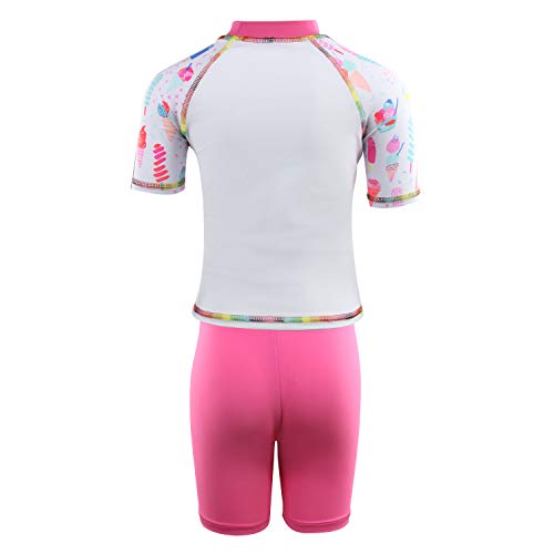 Julysand Toddler Girls Rash Guard Sets Summer Letter Ice Cream Print Swimsuit Short Sleeve Two Piece Swimwear2