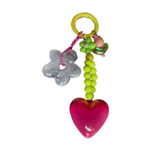 Piceioep Stilvoller Schlüsselanhänger Mit Herz Und Blumenmuster Für Mädchen Und Frauen Süße Raumdekoration Zubehör In Bonbonfarben Verzierung Pastellfarbener Herz