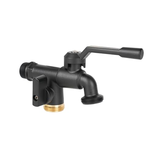 Double Outdoor Faucet,Outside Tap Garden Water Faucet,Wall Mouted 1/2 inch Inlet, with Dual 3/4 inch Outlet,One Into Two Frost-Proof Brass Outdoor Spigot,for Home Balcony Hose Connector - Image 4