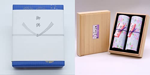 【お悔やみの挨拶文入り】花くらべ二種香 高級桐箱入り 煙の少ない微煙タイプ 包装・御供入り熨斗付き 喪中見舞い・ギフト・進物・贈答用線香 【創業文政三年永楽屋】 (桜の香り)