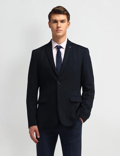 Image of Arrow Solid Pattern Blazer for Men - Plain Weave, Six Pockets & Double Button Closure Single Breasted Mens Blazer