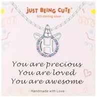 Unicorn Necklace for Girls, Initial Necklaces for Little Girls Kids Children, Hypoallergenic 925 Sterling Silver Kids Jewelry Colorful CZ Unicorn Gifts for Birthday Kindergarten Graduation Wedding