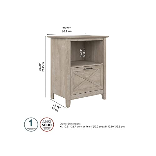 Bush Furniture Key West Lateral File Cabinet With Shelf, Washed Gray #TOP2