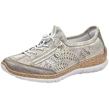 Rieker Ladies Sneaker MemoSoft Trainers N42K6, Grey Combination Grey, 10/10.5