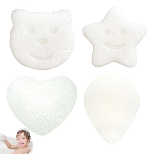Esponja baño para bebé, 4 piezas Esponja ultra absorbente, Esponja infantil, Esponja para baño recién nacido, Ultra suave y suave, ideal para la piel para bañar a niños y recién nacidos