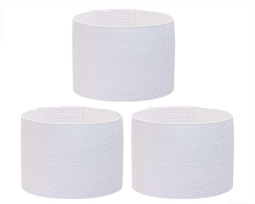 ONLYKXY 3PCS Captain Armbands 7x32.5CM/2.75x12.79inch Adjustable Leader Armband Team Sport Armband for Soccer Basketball Volleyball School Team Competition Coach Players Wrist Arm Bands (White)