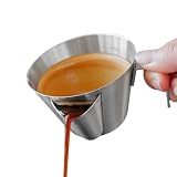 watchget 100 ml Ölfilter-Espresso-Schnapsbecher mit Griff, Edelstahl, Espresso-Messbecher, Espresso-Schnaps-Krug mit V-förmiger Öffnung für Barista, Café, Zuhause