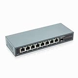 10Gtek 9ポート 2.5G/10G アンマネージド スイッチングハブ (8 x 2.5G RJ45 + 10G SFP+)、10/100/1000/2500Base-T をサポート