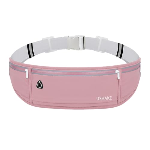 Image of USHAKE Slim Running Belt, Workout Fanny Pack for Men Women,Exercise Waist Pack for Apple iPhone Holder, Runner Belt for Running Walking Cycling Camping Gym Red