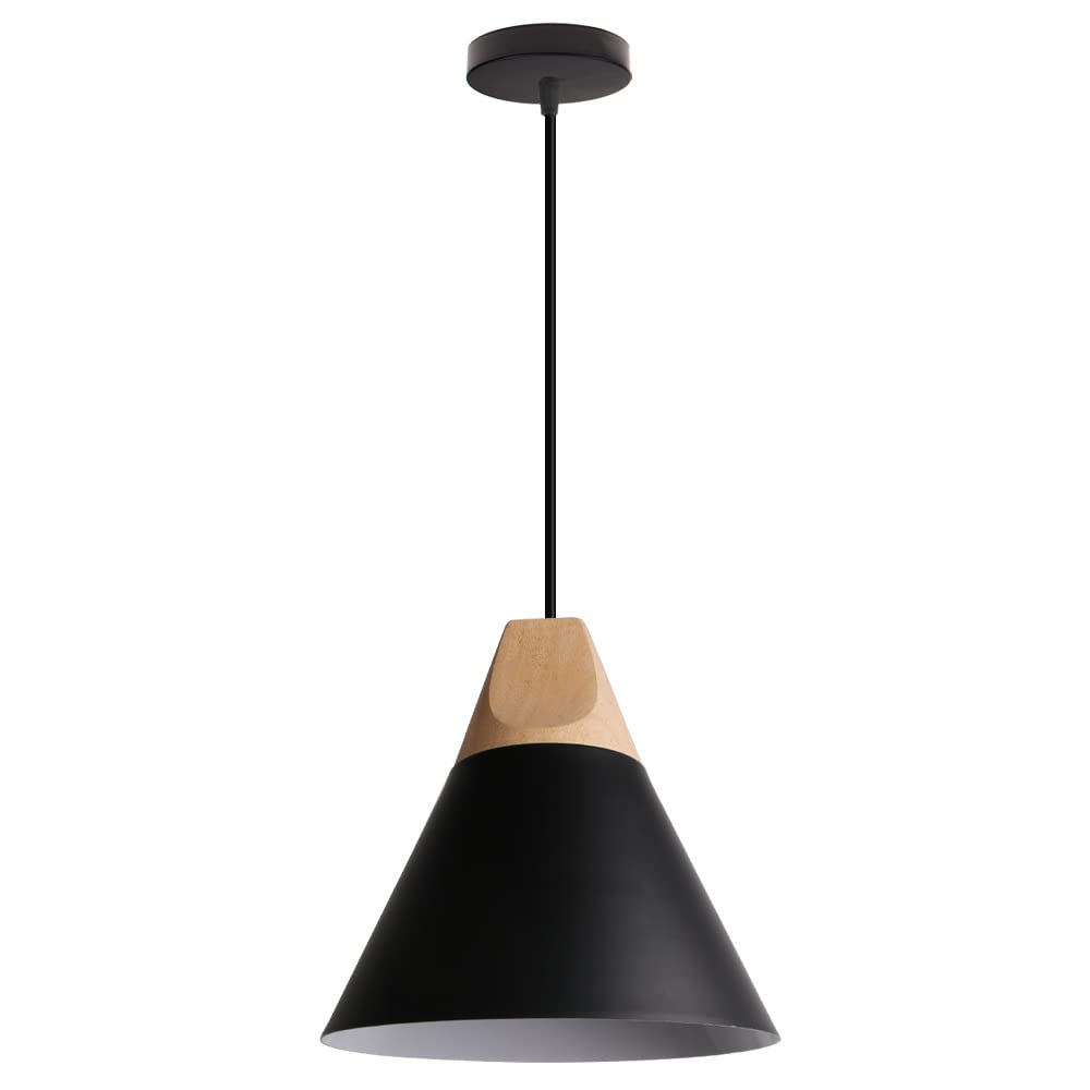 HUAYUSEDF Stylish Metal Pendant Lamp Chandelier Hanging Lighting Ceiling Fixture E26 Adjustable Cord for Restaurant Bar(Black)
