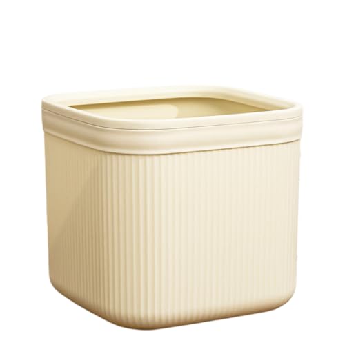 Poubelle de bureau carrée plastique crème avec anneau pour sac de salon