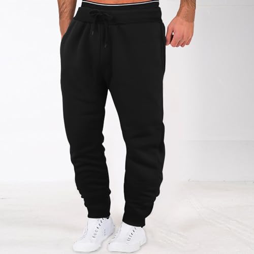 LCMTWX Black Cargo Pants Men Elastic Drawstring Cotton Pants Waist Waist Mid Casual Solid Men's Casual Black Sweatpants Men2