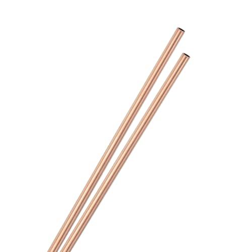 M METERXITY 2-Pack 300mm Copper Round Tube, 5mm OD 0.2mm Wall Thickness Copper Seamless Tubing for Construction/Machining/DIY Crafting, Metal Straight Pipe [0.2x0.01x12IN]