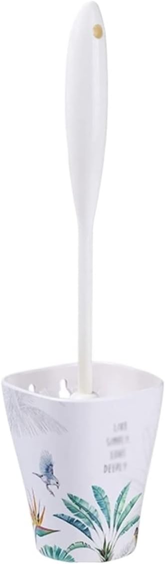 Toilet Brush Resin Bathroom Toilet Brush Holder Set, Wall-Mounted Cleaning Soft Bristles Bowl with Handle Brushs Holder Set