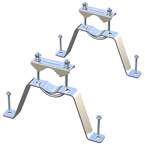 Aimeboost 2 PCS Stainless Steel Antenna Mount Double Wall Mount Antenna Mast Clamp V Jaw Bracket Accessories Kit [ Without The Pole ] for TV CB Ham Outside Home Cover