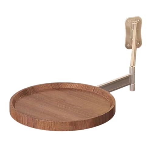 Table de Chevet Murale Pliante en Noyer avec Étagère Flottante Rotative
