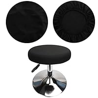 HuaLiSiJi Hockerbezug Rund Luxuriöser Stoff, Durchmesser 30-40cm, Rund Dehnbar Knitterfrei Waschbar Staubdicht Hocker Bezug (1Pcs Schwarz)