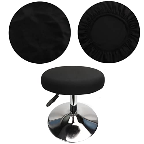 HuaLiSiJi Funda Taburete Redondo Tela Lujosa, Diámetro 30-40cm, Redondo Estirable Resistente A Las Arrugas Lavable Cubierta De Taburete A Prueba De Polvo (1PCS Negro) Cover