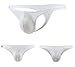 Newsywell Men's Ice Silk G-String Thong Bulge Fashion Micro Bikinis for Men Low Rise Briefs Underwear White X-Large