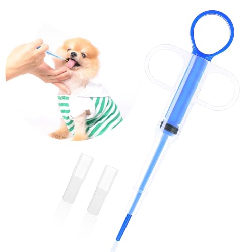 BIVOFU Alimentador Medicamentos Jeringas, Dispensador de Pastillas para Gatos, Alimentador Medicamentos de Reutilizable, Ldeal para Administrar Medicamentos Líquidos o Sólidos, Color Azul