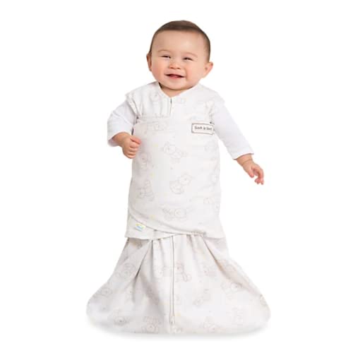 Image of HALO 100% Cotton Sleepsack Swaddle, 3-Way Adjustable Wearable Blanket, TOG 1.5, Floppy Friends, Newborn, 0-3 Months