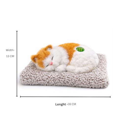 Image of Sleeping Cat Soft Toy, Orange with White, Medium