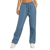 Women's Wide Leg Sweatpants Baggy Drawstring High Waist Athletic Pants Fall Lounge Fleece Jogger Tall Sweats with Pocket Mint Green