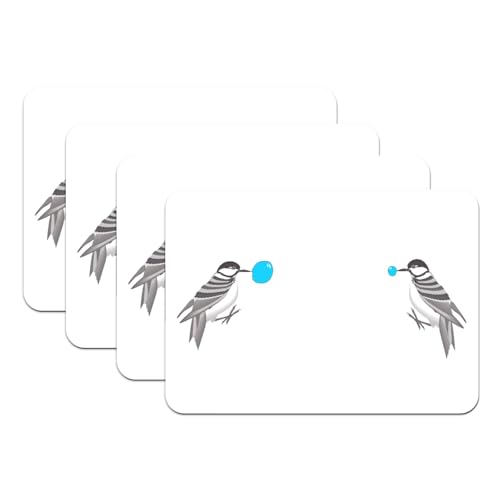 Oiseaux rayés font des bulles lot 4 sets table cadeau humour - 2