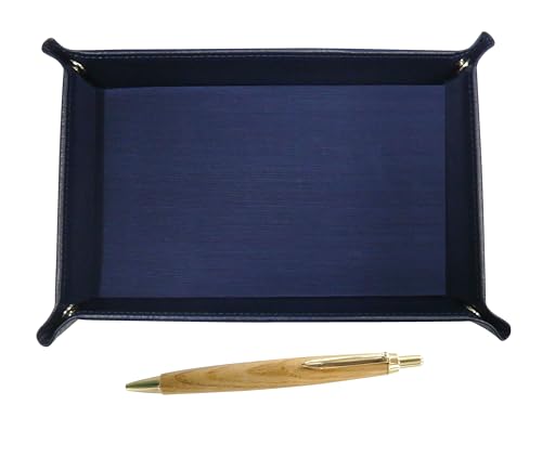 日本製シボ牛革ペントレイ青 メイプル木軸レトロ・ボールペンセット TRAL-HS47S