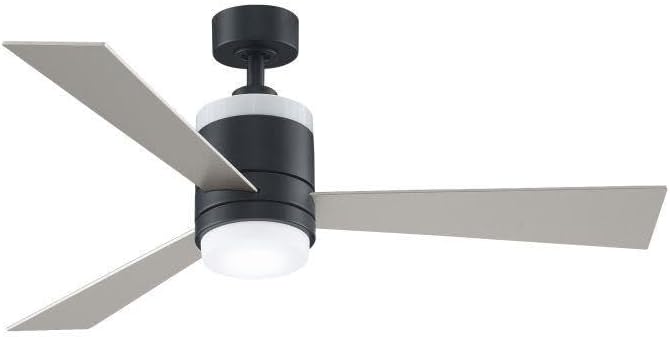 Fanimation Studio Collection LP8577LBL Upright Ceiling Fan with LED Light Kit, 52 Inch, Black with Black/Silver Reversible Blades