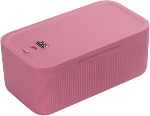 yazi 金庫 家庭用 小型 ダイヤル式 コンビネーションロック 収納ボックス ミニ金庫 プラスチック製 貯金箱 キャッシュ・重要書類・銀行カード 貴重品入れ (ピンク)