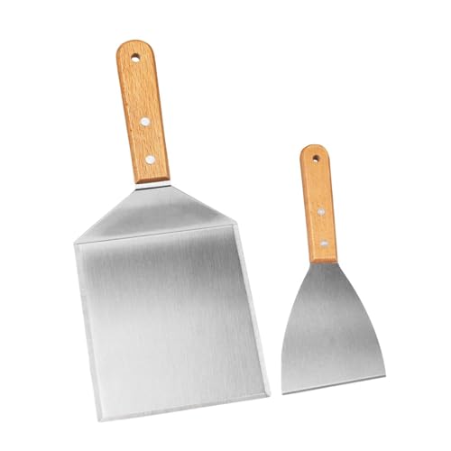 KiBcsLic Juego de Accesorios para Parrilla, espátula para Barbacoa, volteador de Hamburguesas para Catering, 2 Piezas