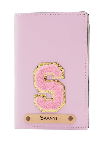 Image of AICA Personalised Name & Embroidery Patch Leather Passport Holder for Men & Women | Gifts for Women | Gift for Man | Passport Cover for Men | Passport Cover for Women(H507PurplePatch)