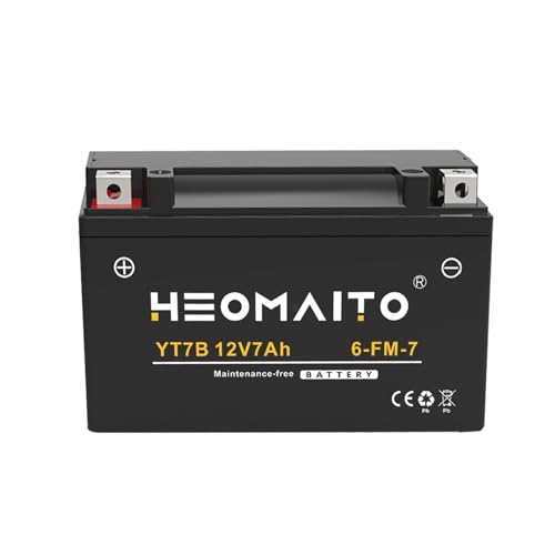 HEOMAITO Lead-Acid Battery YT7B-BS 12V 7Ah 10HR 160 CCA 6MF7B Maintenance-Free Power for AGM Motorcycle Battery 1 PACK